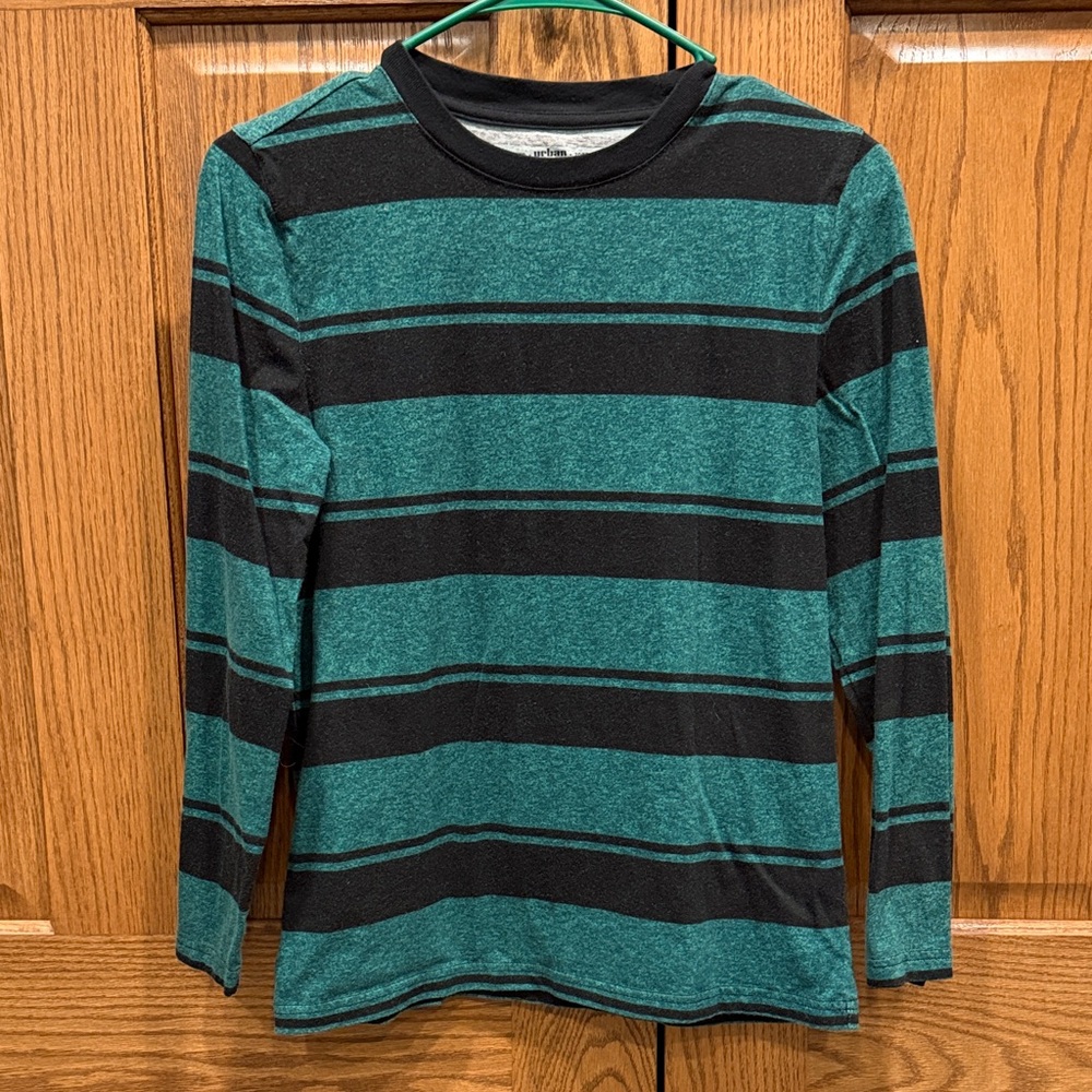 Urban Pipeline Green and Black Striped Long Sleeve Tee